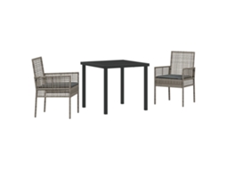 Conjunto 3 De Jantar De Jardim Vidaxl Com Almofadas Cinzento Rattan Pe