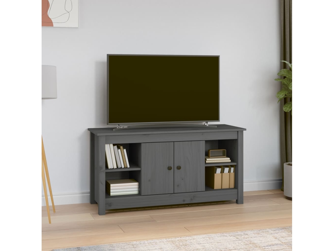Vidaxl Móvel De Tv 103x36,5x52 Cm Madeira De Pinho Maciça Cinzento