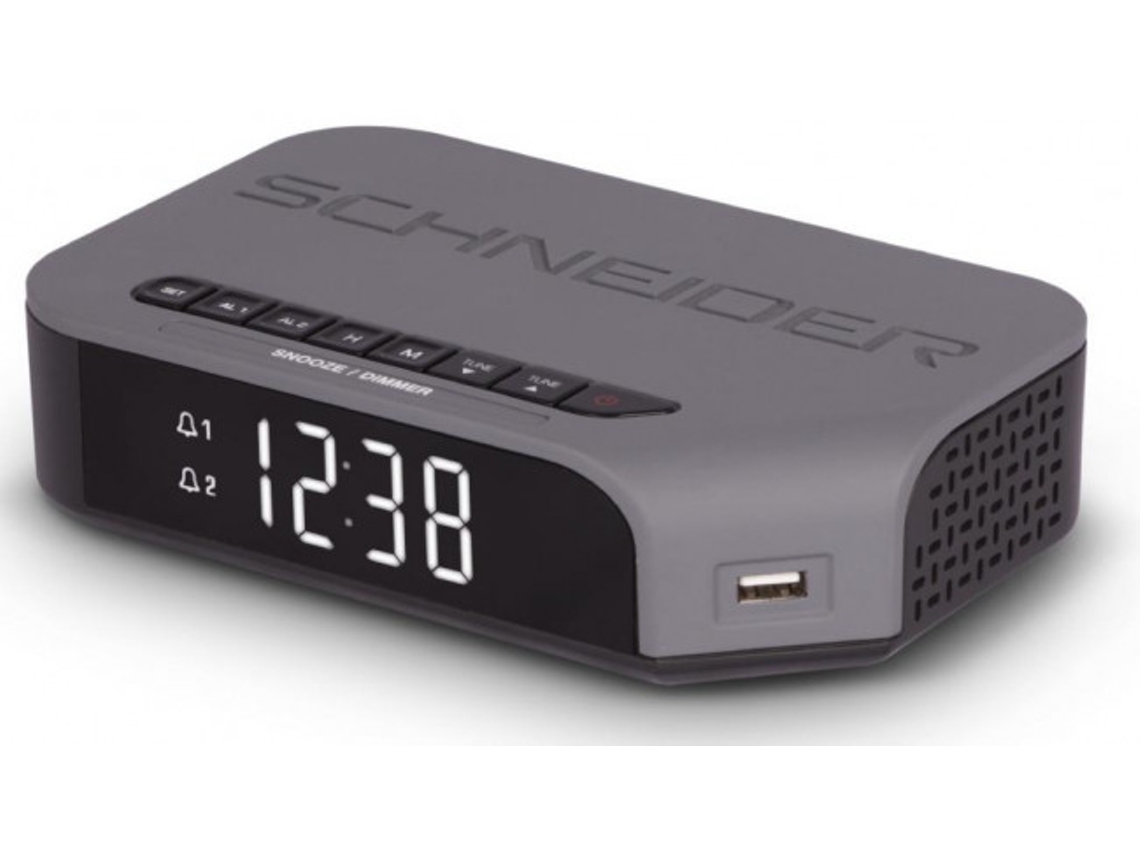 Rádio Despertador SCHNEIDER SC310ACL (Cinza - Digital - FM - Atual - Alarme Duplo)