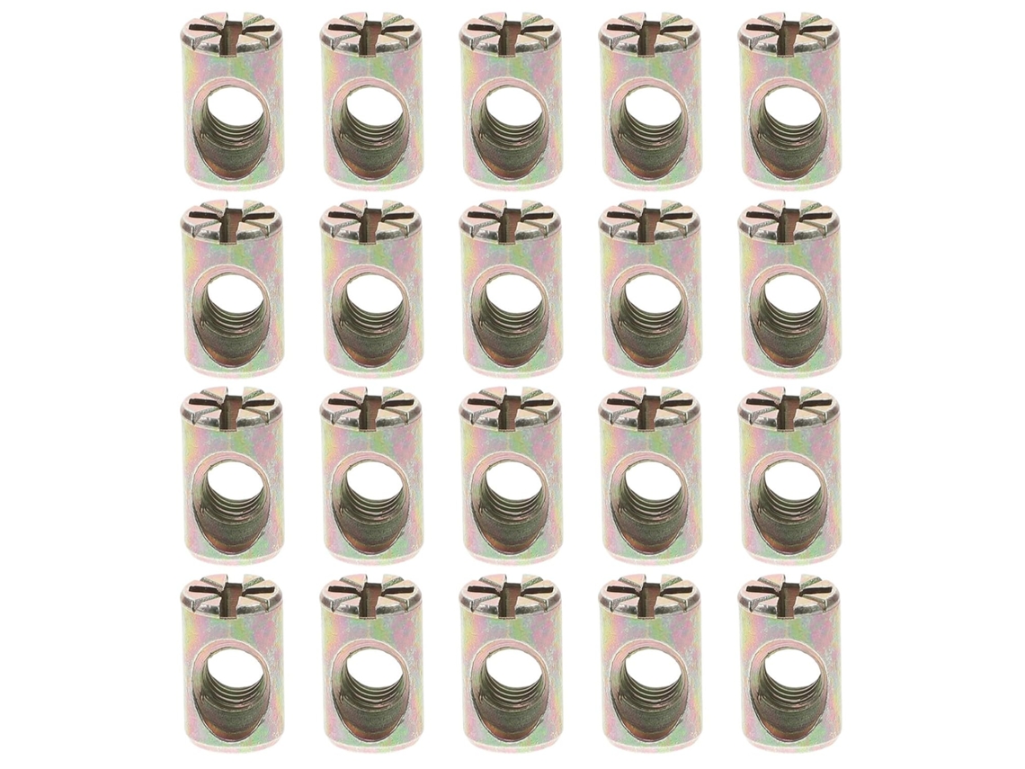 Porcas Cilíndricas Com Fenda, Material Duro, Melhor Retenção, Liga De Zinco, 20 M6 X 15mm, Para Montagem De Móveis E
