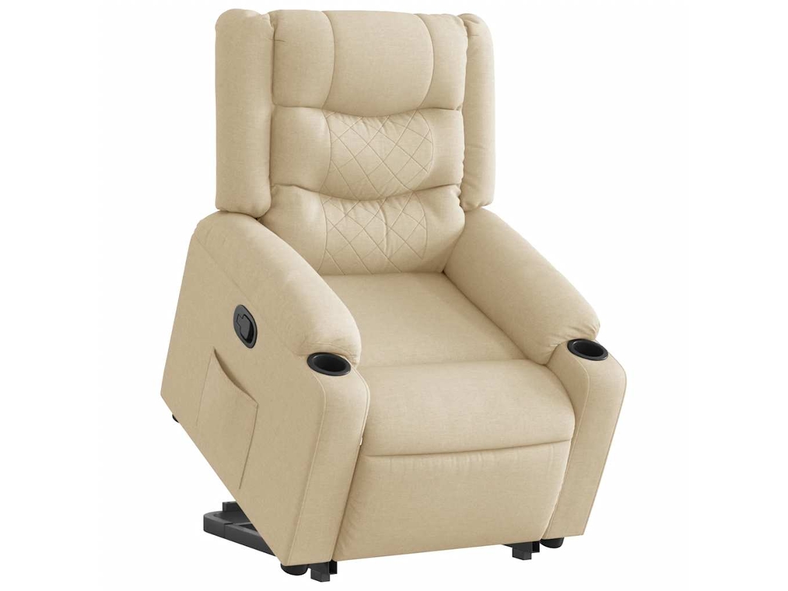 Vidaxl Poltrona Reclinável Elevatória Tecido Cor Creme