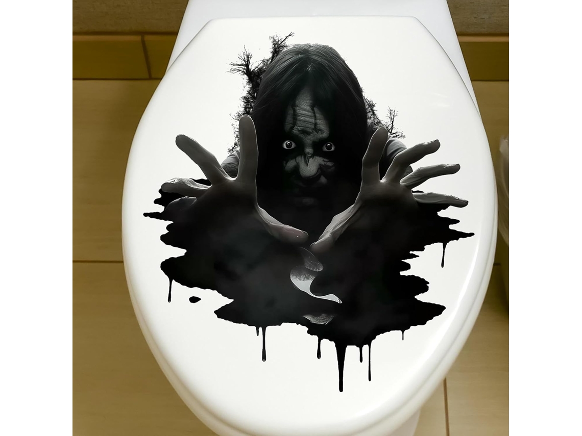 Jm Life Halloween Mur Cassé Horreur Femme Fantasma Adesivos De Parede Wc Salle De Bain Decoração Murale (2 Conjuntos)