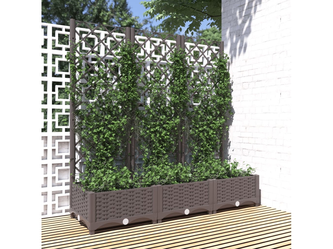 Vidaxl Vaso De Jardim Com Treliça Marrom 120x40x121,5 Cm Pp