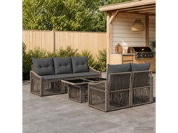Vidaxl Conjunto De Sofá De Jardim 6 Unid. Cinza E Cinza Escuro Vime Pe