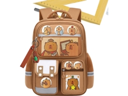 Impermeável Com Vários Bolsos Espaçosos, Design De Desenho Animado Para Camping, Mochila Capivara