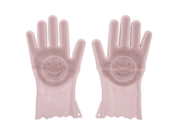 Luvas de Silicone Anti calor À Prova D'água com Escova para Cozinha e Limpeza Doméstica Rosa Dusty