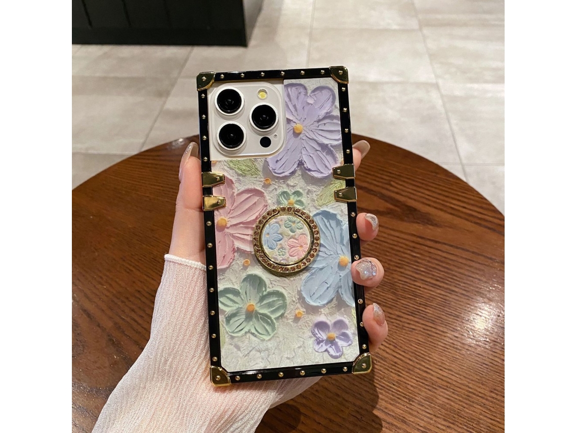 Suporte Casa Para Iphone 15 Pro Pele Sintética Verde