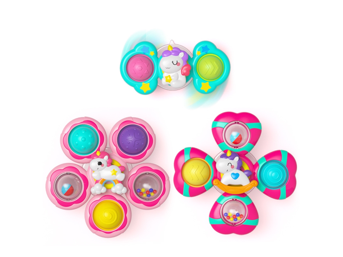 Brinquedos De Ventosa Para Bebês, Giróscópios De Dedo Com Desenhos Animados - Brinquedos Para Banho E Banheira, 3 Unidades Yuysan（h）