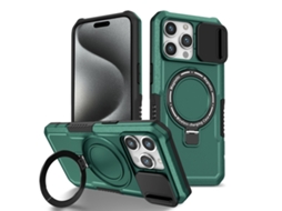 Capa Zruxe Compativel Com Iphone 15 Pro Max (sliding Camshield - Magsafe - Tpu Hybrid Pc - Verde Escuro)