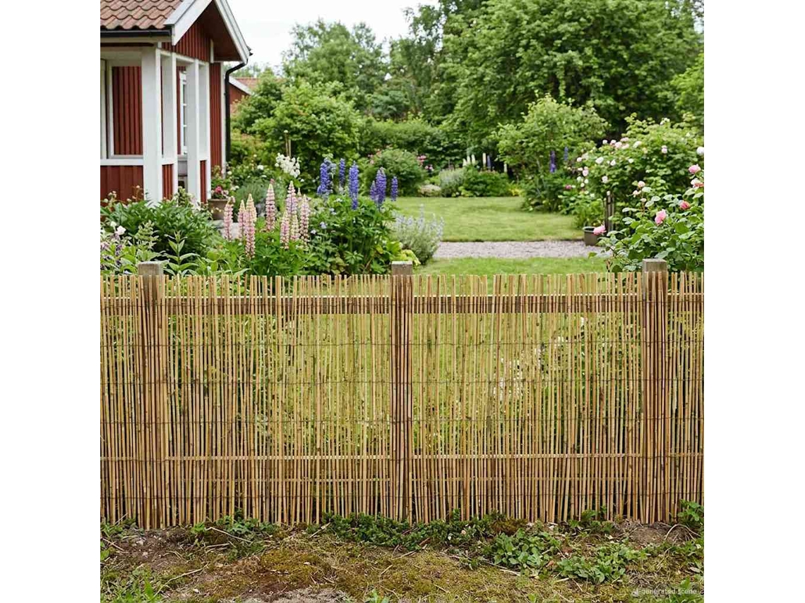 Vidaxl Cerca Para Jardim Carbonizado 400 X 100 Cm Junco