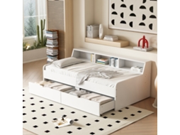 Cama De Dia 90x200cm Individual Branco Com Gavetas E Armazenamento