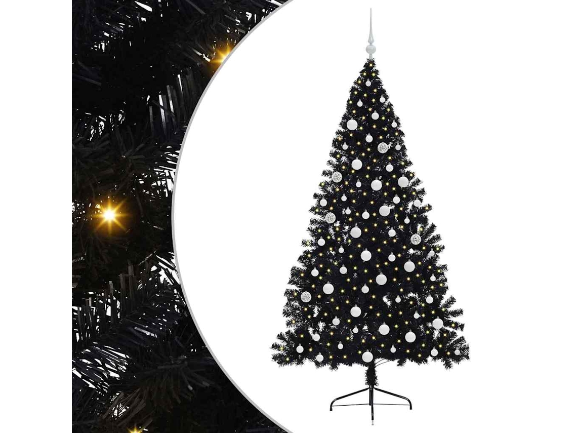 Árvore De Natal Artificial Iluminada Vidaxl Preto Pvc (180 Cm)
