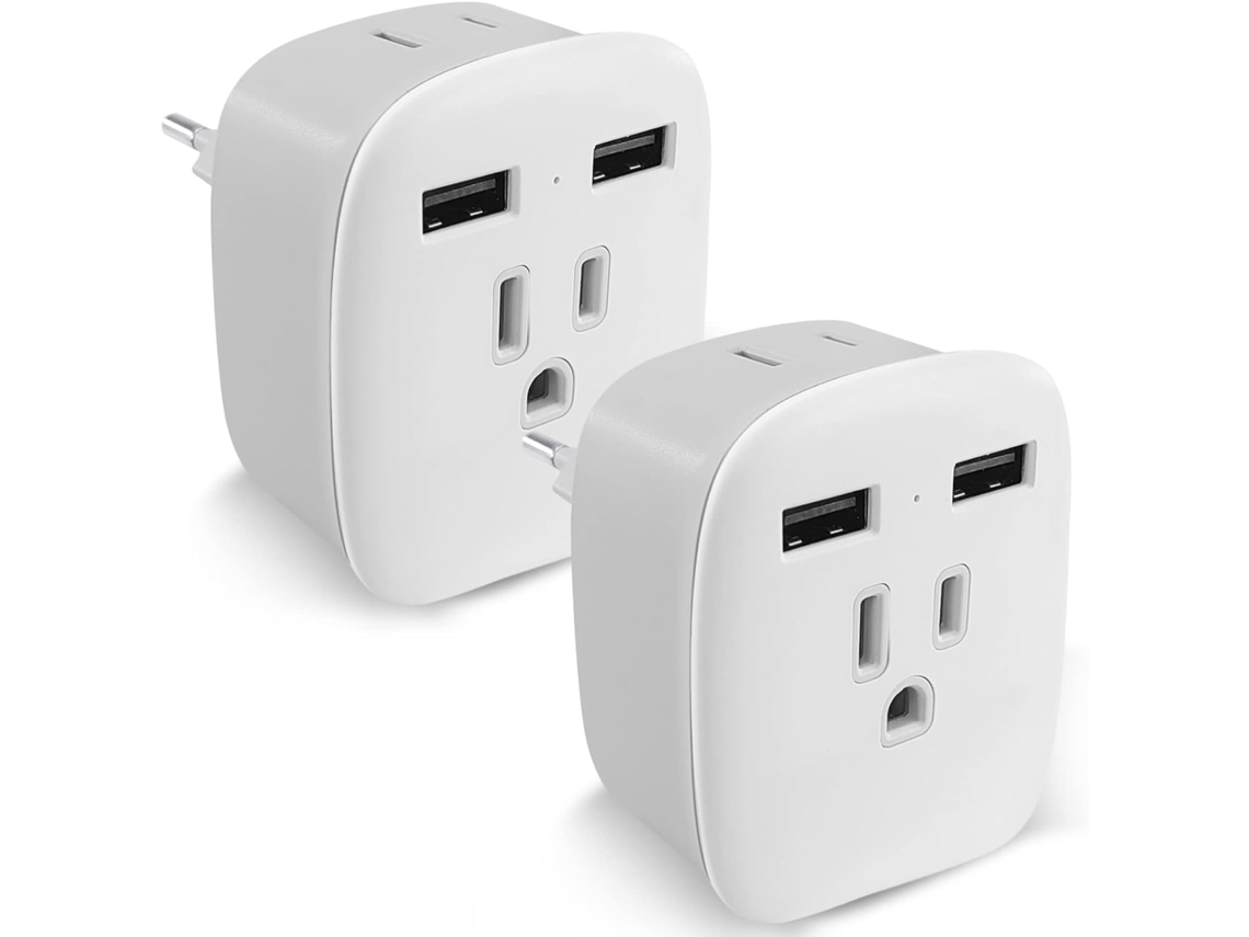 Adaptador De Viagem Multifuncional 3 Em 1, Incluindo 2 Tomadas Europeias E Portas Usb, Compatível Com O Canadá E A Maioria Dos Países Europeus(itália