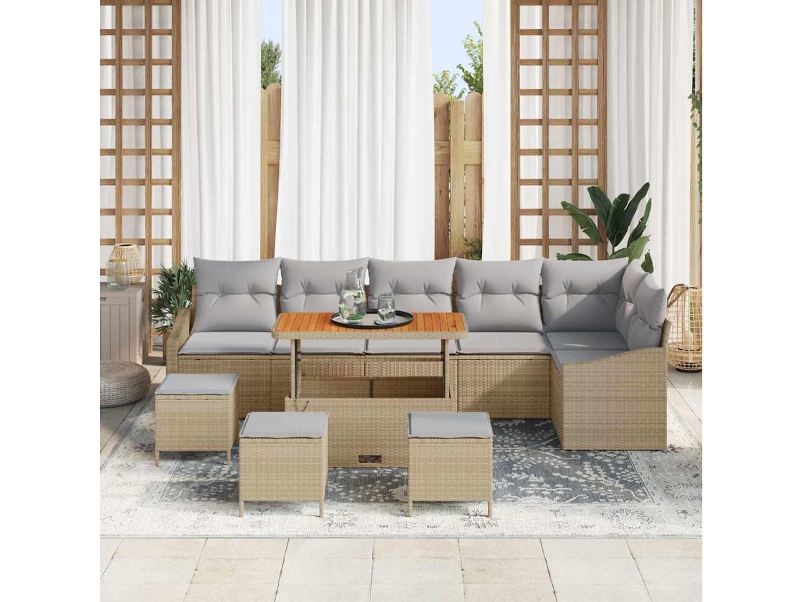 Vidaxl Conjunto De Sofá De Jardim 10 Unid. 8-número De Lugares Bege