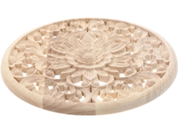 Adesivo de Madeira Esculpida, Aplique Redondo 20x20cm para Móveis, Portas e Janelas, Decoração em CHABERLU