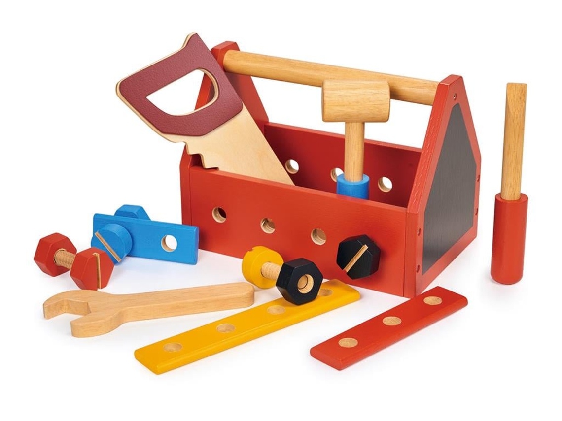 Caixa De Ferramentas De Madeira Mentari Brinquedo Colorido E Educativo