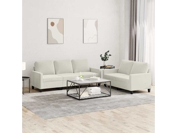 Vidaxl 2 Pcs Conjunto De Sofás Com Almofadões Veludo Cor Creme