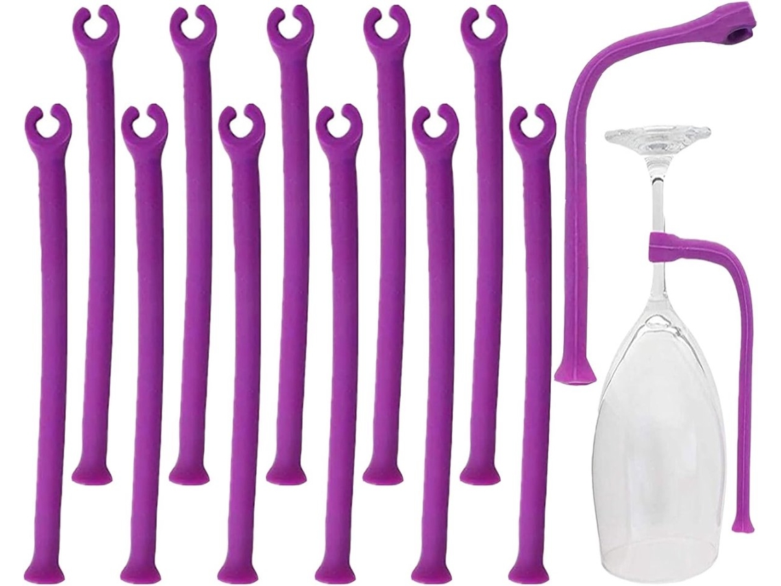 Conjunto de 12 Suportes de Silicone AQUAFORGE, para Taças de Vinho e Champanhe