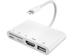Adaptador Nördic Conector 8 Pinos de 1 a 5 Portas: 1x Hdmi, 1x Usb a 3.1, 1x Conector 8 para Carregamento AQUAFORGE