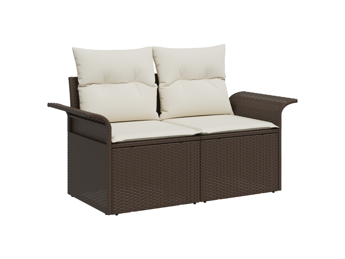 Conjunto 1 Sofá De Jardim Vidaxl Castanho Vime Pe (141 X 62 X 69cm)