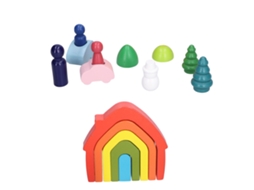 Mali 16 Pcs Blocos Arqueados de Madeira para Montar Jogo Educativo Balanço Criatividade 3+ Anos