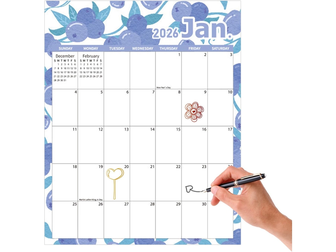 Calendário Magnético Para Geladeira – 29 Cm (11,5 Polegadas), 12 Meses, Planejador