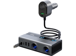 Carregador Veicular Retrátil Com 3 Portas Usb, Compatível Veículos De