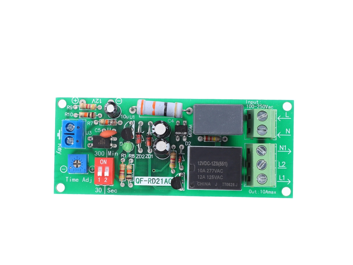 Módulo De Relé De Tiempo De Apagado Retardado 100-220v Ca 0-300min Interruptor Temporizador
