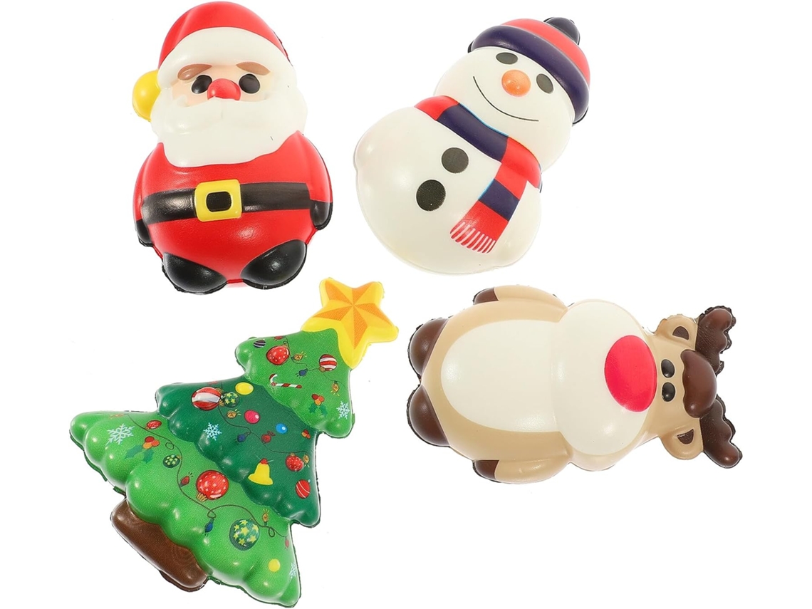 Conjunto De 4 Brinquedos De Apertar Natalinos