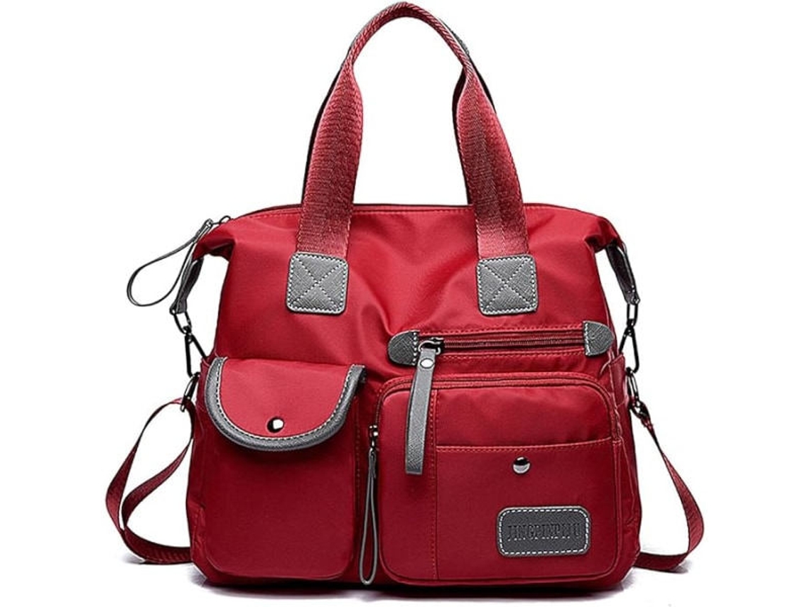 Bolsa tote feminina espaçosa com vários bolsos e zíper, nylon preta AQUAFORGE