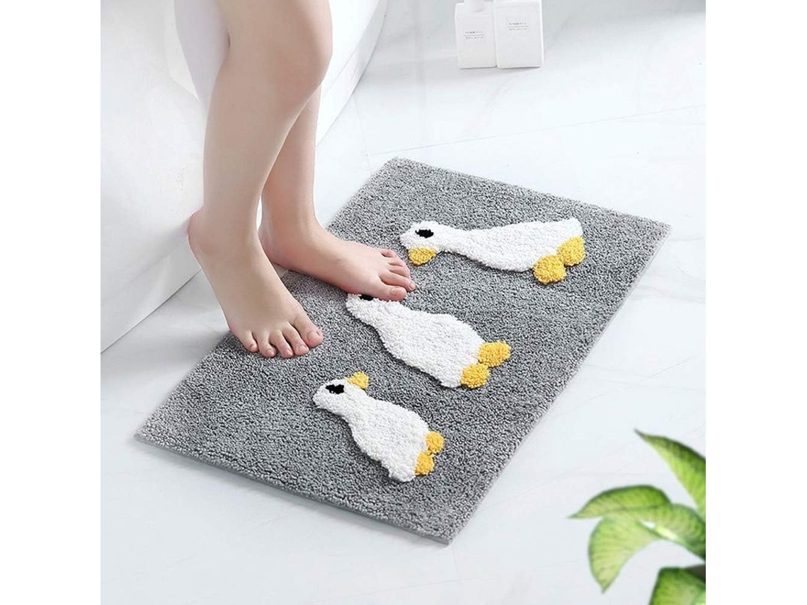 Tapete De Banho De Pato Bonito, Lavável À Máquina, Antiderrapante, Absorvente, Suave (cinza, 24x16 Polegadas)