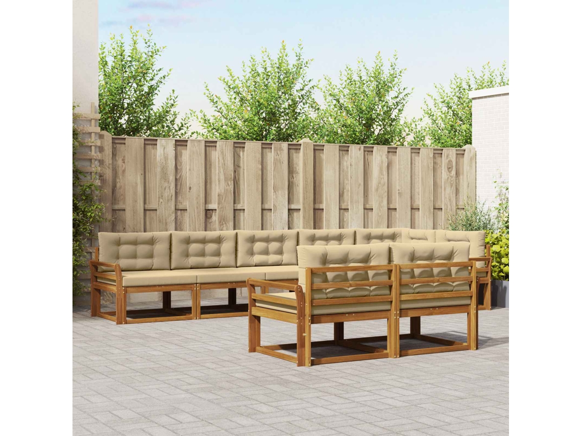 Vidaxl Conjunto De Sofás Para Exterior 8 Unid. Natural E Bege