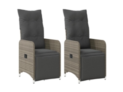 Maison Exclusive - Cadeiras Jardim Reclináveis 2 Pcs C/ Almofadões Vime Pe Cinza