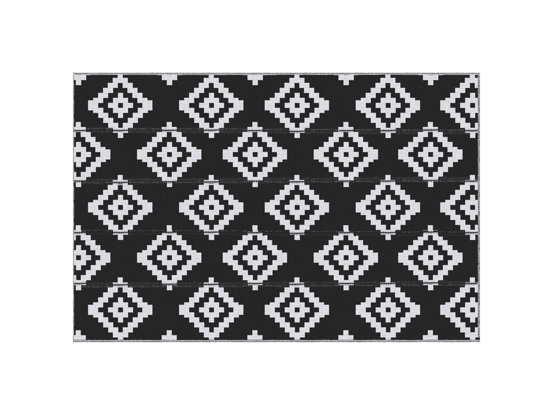 Tapete Reversível de Área Externa, 2,74x1,82m, Preto e Branco, PP 310gsm