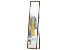 Espelho De Pé 157x37 Cm Corpo Inteiro Grande Com Moldura Bicolor Para Utilizar Inclinado Ou Suspenso Madeira