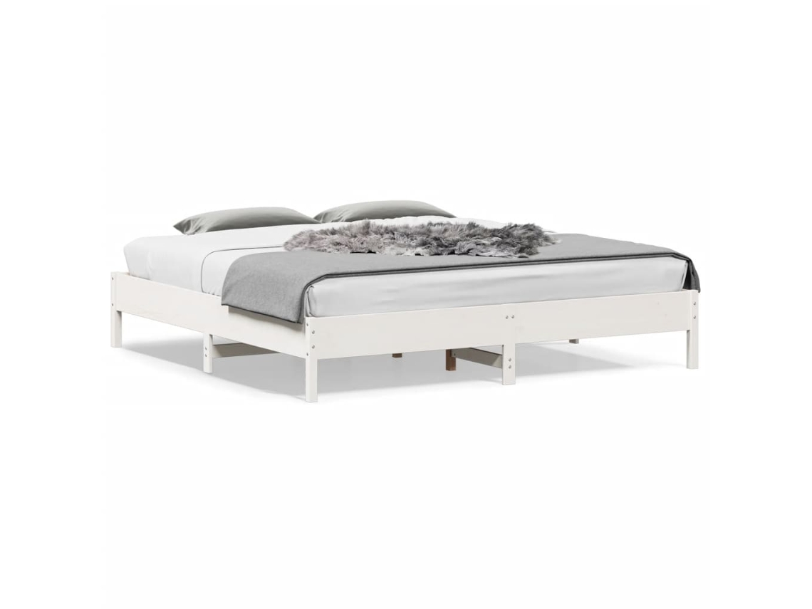 Vidaxl Cama Sem Colchão 180x200 Cm Madeira De Pinho Maciça Branco