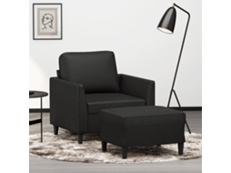 Vidaxl Poltrona Com Apoio De Pés Couro Artificial 60 Cm Preto