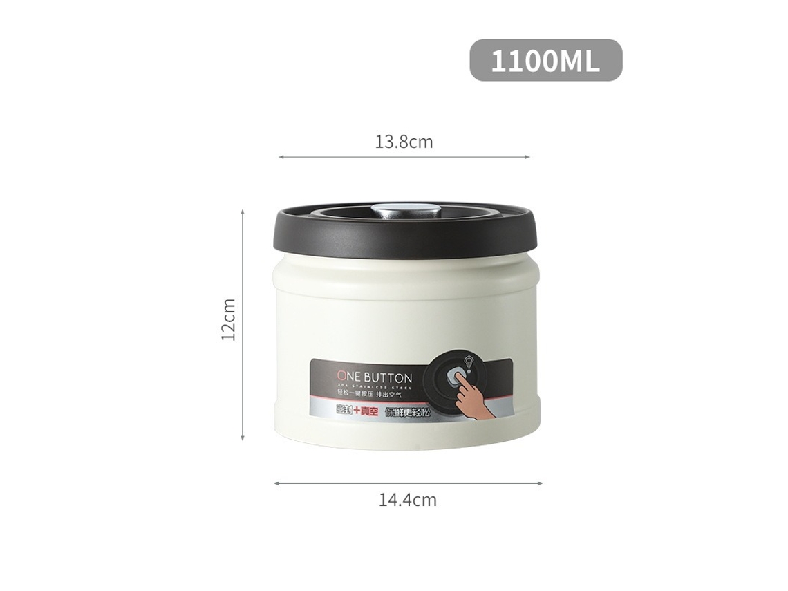 (branco, 1100ml) Caixa Térmica Para Armazenamento De Café A Vácuo, Tipo Filtro De Pressão, Feita De Aço Inoxidável 304.