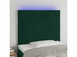 Vidaxl Cabeceira De Cama C/ Led Veludo 90x5x118/128 Cm Verde-escuro