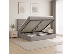 Vidaxl Cama Ottoman Com Colchão Cinzento-acastanhado 140 X 200 Cm