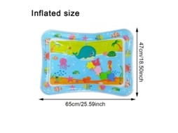 Tapete Sensorial De Água Para Bebê Tema Baleia Marinha 65x50cm, Borda Inflável Pvc Atóxico Com Manual De Enchimento