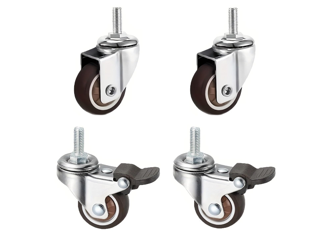 Conjunto De 4 Rodízios Giratórios Com Haste - Modelo Resistente