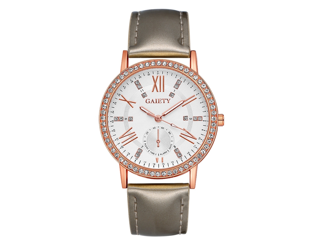 Reloj De Cuarzo Analógico Gaiety Con Correa De Pu Y Piedras Preciosas (oro)