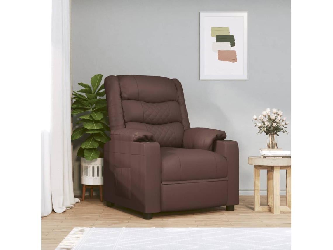 Vidaxl Poltrona Reclinável Couro Artificial Castanho