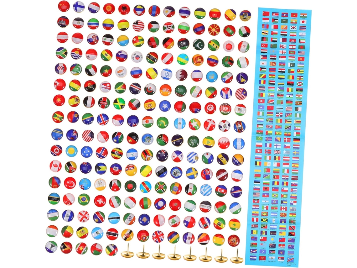 Tachinhas Criativas Com Bandeiras Nacionais, 200 Unidades, Tachinhas De Aço Resistentes Para Quadros Cortiça, Decoração