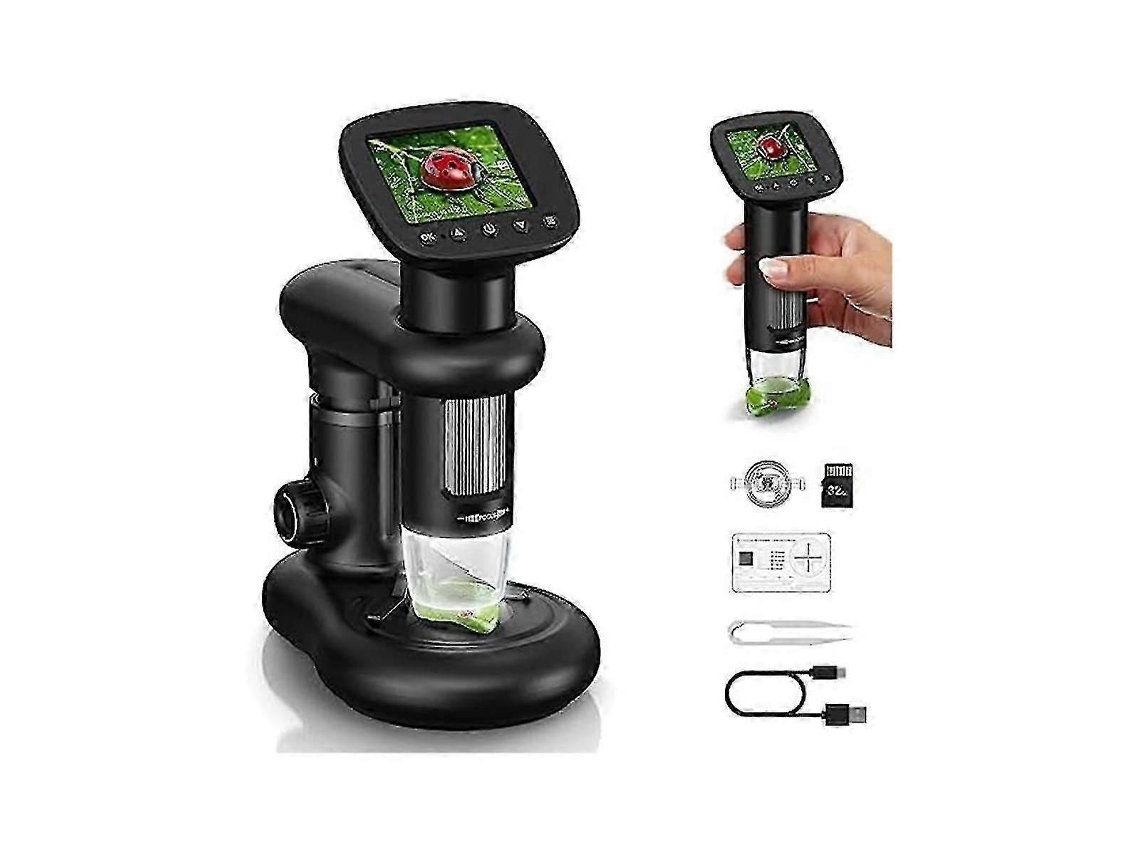 Microscópio Digital Portátil Com Tela Lcd De 2 Polegadas, Microscópio De Bolso 1000x Para Crianças Com 8 Luzes Led.
