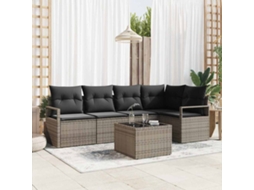 Vidaxl Conjunto De Sofá De Jardim 6 Pcs Cinzento-claro Vime Pe