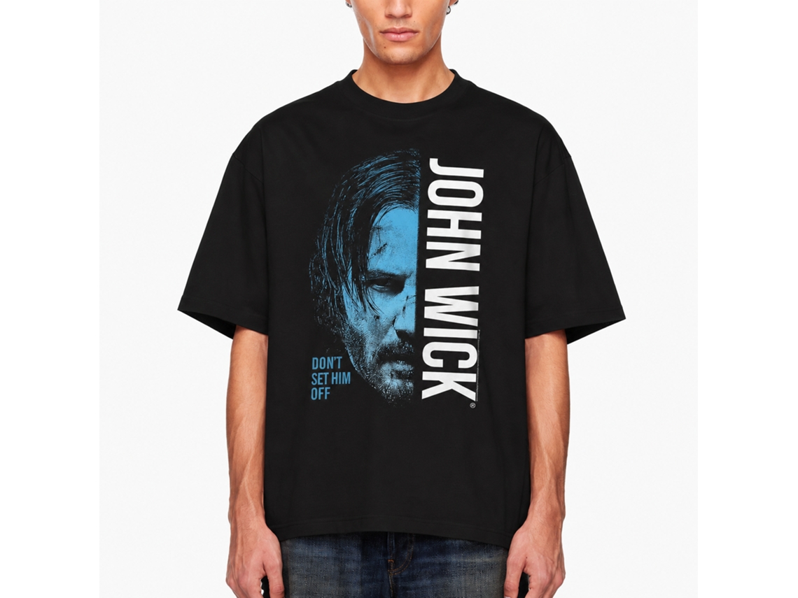 Rockinstone John Wick Half Face Black Adult T-shirt Size:s