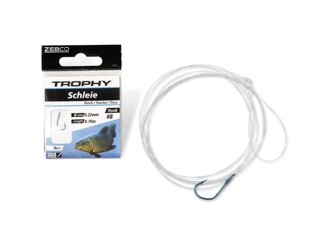Pacote de 8 Líderes ZEBCO Trophy Tench 0,25Mm 70Cm