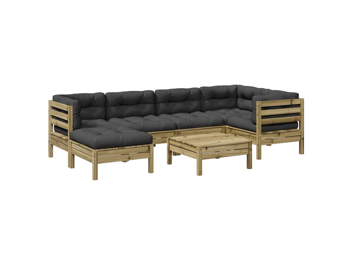 Maison Exclusive - 7 Pcs Conjunto Sofás De Jardim C/ Almofadões Pinho Impregnado